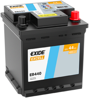 EXIDE Excell Akumulator 12V 44 Ah 400A (EB440) desno+ Kocka FIAT
