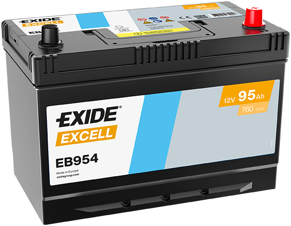 EXIDE Excell Asia Akumulator 12V 95 Ah 720A (EB954) desno+ G7