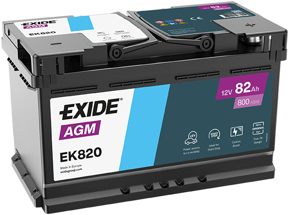 EXIDE AGM Start-Stop Akumulator 12V 82Ah 800A (EK820) desno+