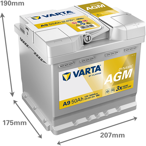 VARTA DYNAMIC AGM A9 Akumulator 12V 50Ah Desno+ - Slika 3
